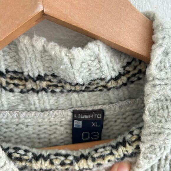 VTG 90s Liberto Knit Mockneck Oversized Dad Sweater Stripes Colorblocking Sz XL - Picture 3 of 8